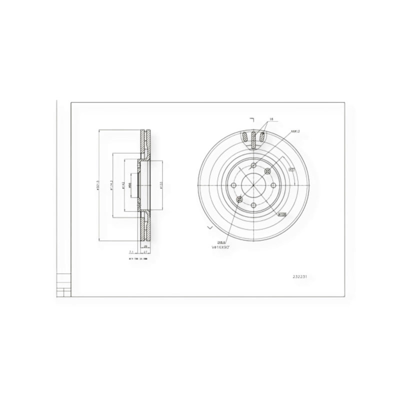 Диск тормозной Citroen C4, Peugeot 207, 307 (2003-) передний (d302x26mm) HART