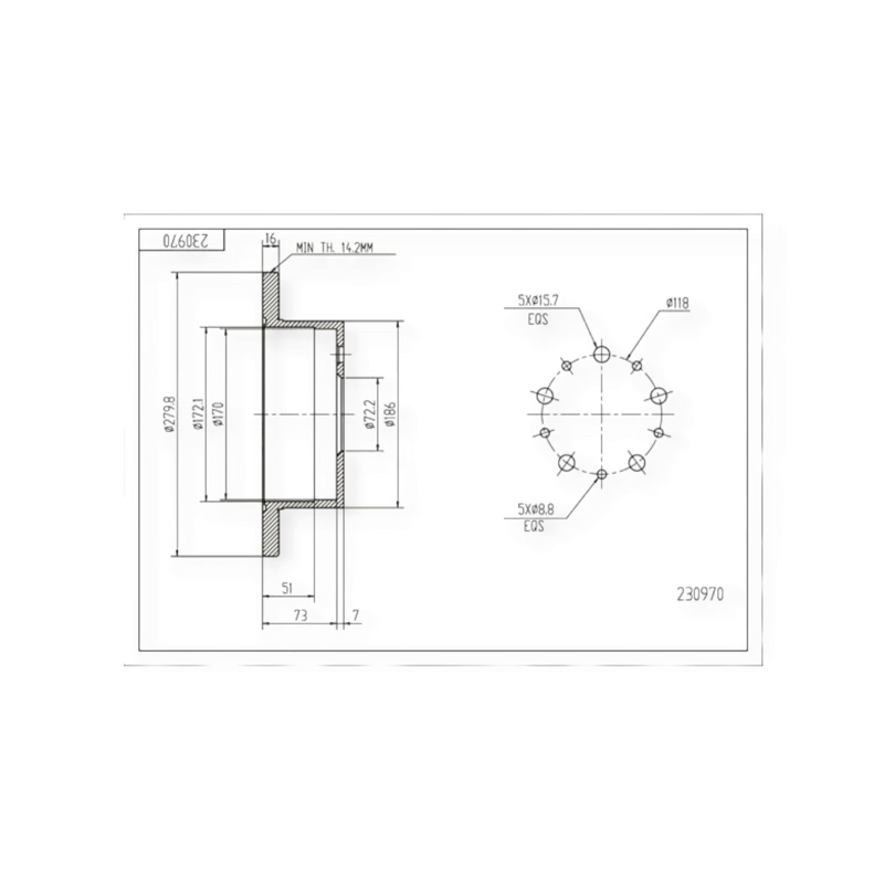 Диск тормозной Fiat Ducato (2006-) задний (d280x16mm) HART