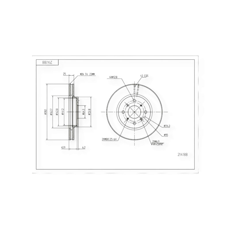 Диск тормозной Honda Accord VI (1998-) передний (d282x25mm) HART