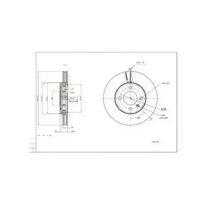 Диск тормозной Skoda Citigo, Volkswagen Up 1.0 (2011-) (d256x22mm) HART
