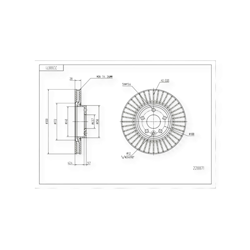 Диск тормозной Ford Mondeo, Galaxy (2007-2015), Volvo S60 (2011-) передний (300mmx28mm) HART