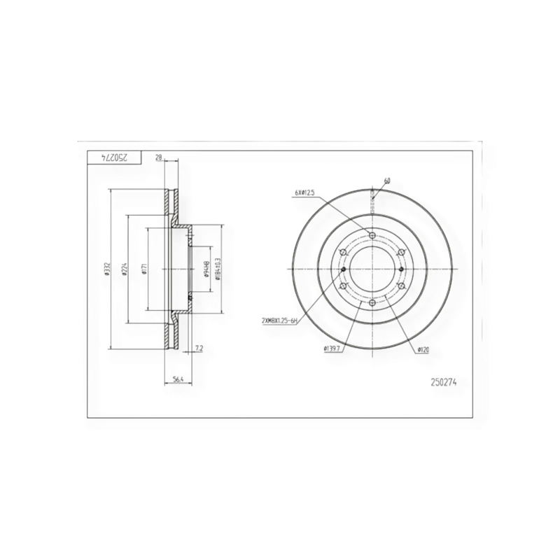 Диск тормозной Mitsubishi Pajero (2007-) передний (d332x28mm) HART
