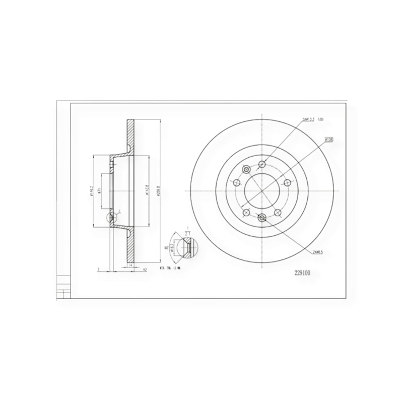 Диск тормозной Fiat Scudo (2007-) задний (290mm14mm) HART