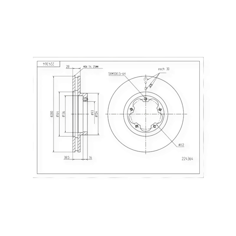 Диск тормозной Ford Transit (2006-) передний (d280x28mm) HART
