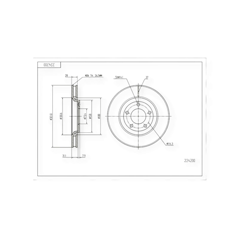 Диск тормозной Chrysler Voyager, Dodge Caravan (2000-) передний (d302x28mm) HART
