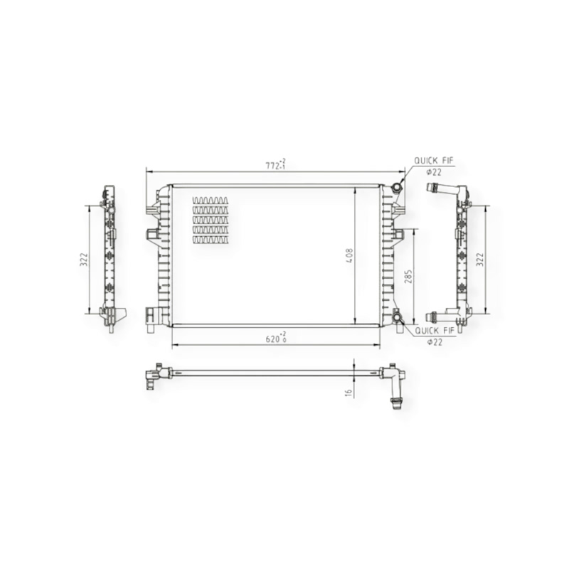 Радиатор охлаждения двигателя Volkswagen Touran, Tiguan, Golf, Passat 1.0-2.0D (2012-) HART