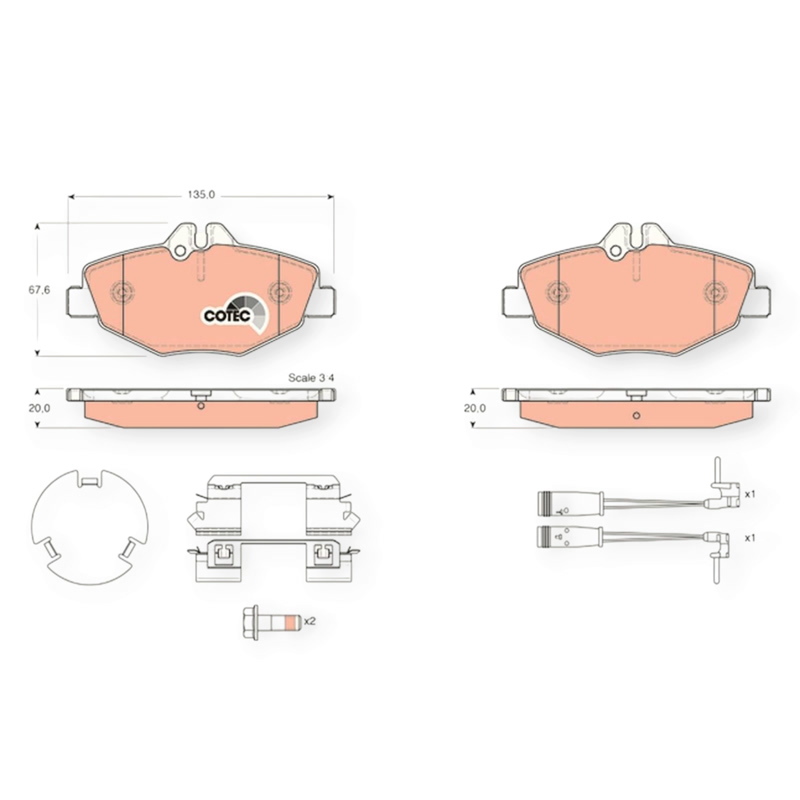 Колодки тормозные Mercedes-Benz E-Class W124, W211, W212 (1999-2015) передние (система BOSCH) TRW