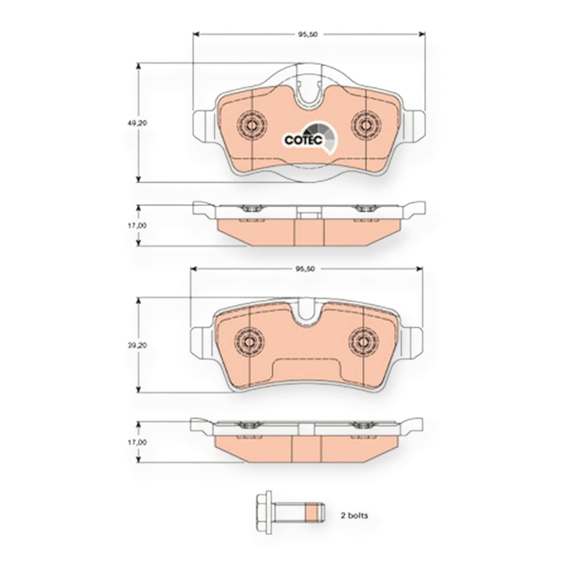 Колодки тормозные Mini, Roadster, Clubman (2006-) задние TRW