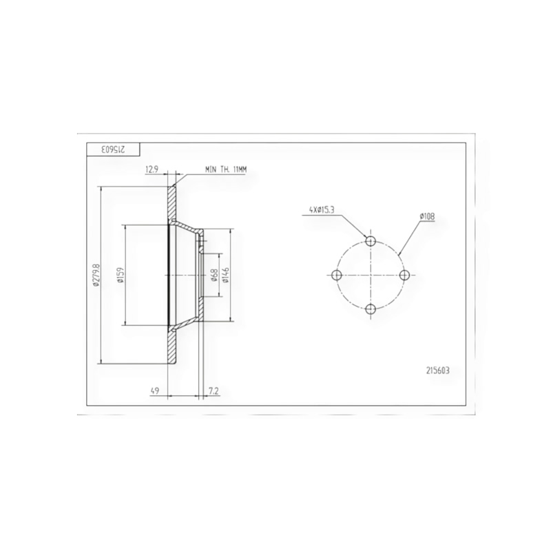 Диск тормозной Audi 80 B4 задний (d280x13mm) HART