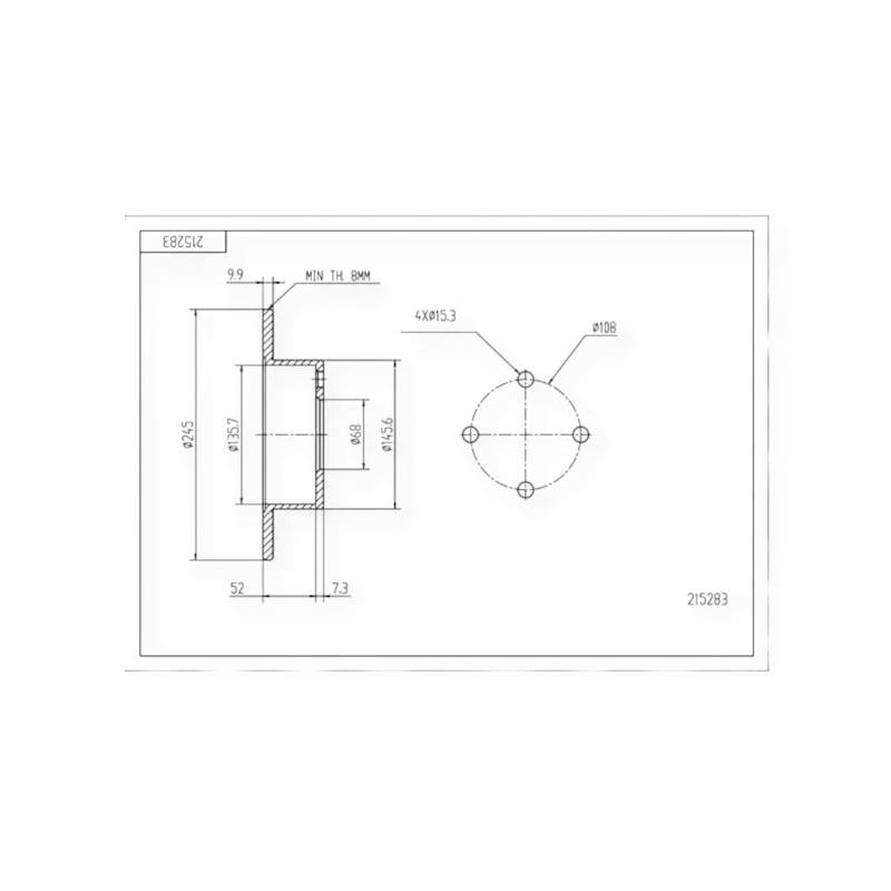 Диск тормозной Audi 80 B3, B4, 100 C3 задний (d245x10mm) HART