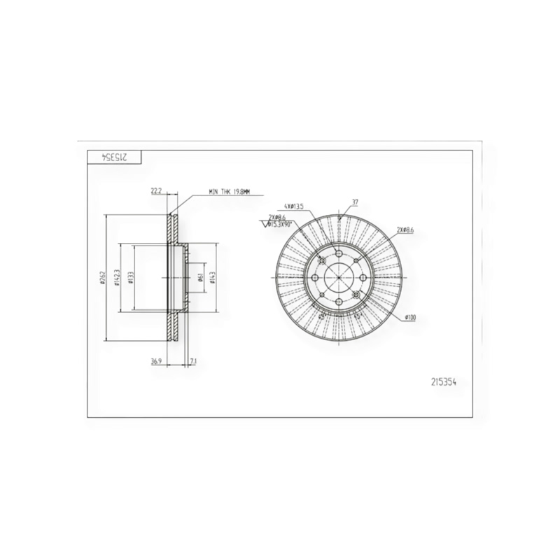 Диск гальмівний Renault Megane I, Laguna I, Scenic I передній (d262x22mm) HART