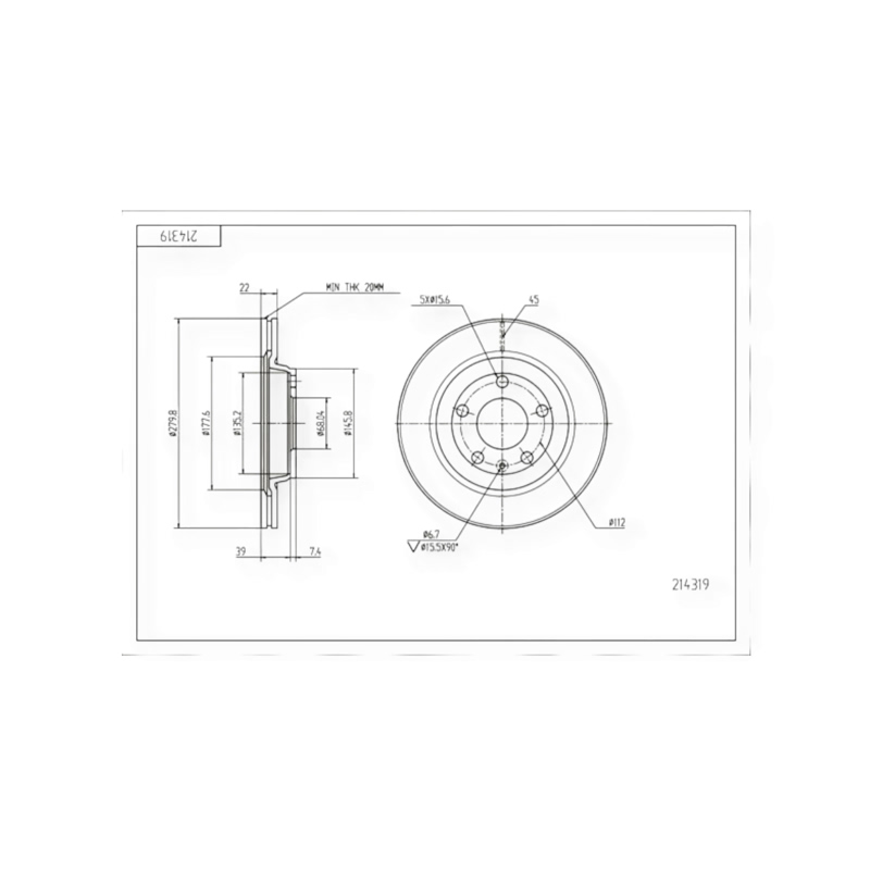 Диск тормозной Volkswagen Passat B5, Audi A4 (1996-2000), передний (280mmx22mm) HART