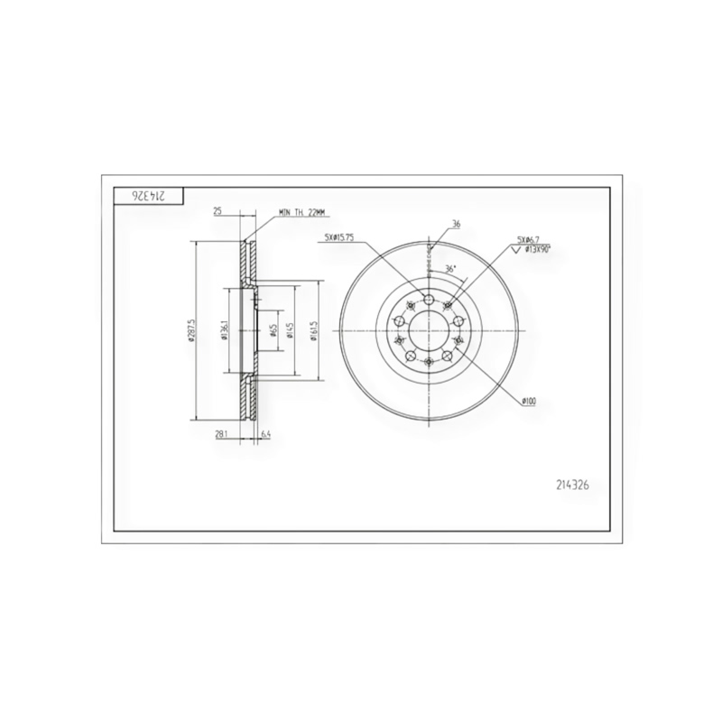 Диск тормозной Volkswagen Caddy III,IV, Golf, Touran передний (287.8x25mm) HART