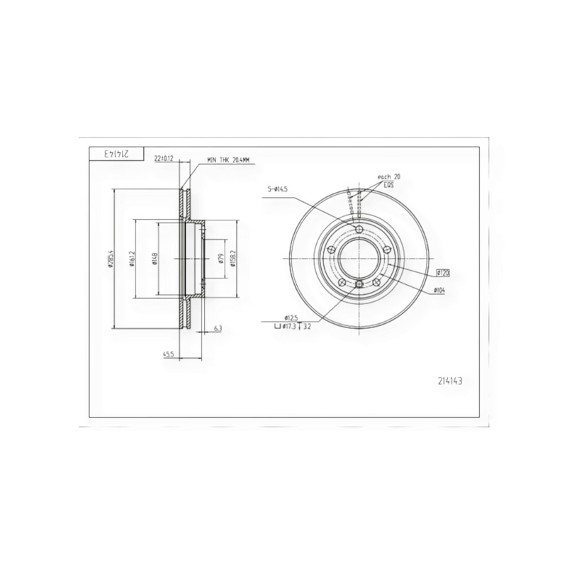 Диск тормозной BMW 3 (E36, E46) передний (286mm22mm) HART