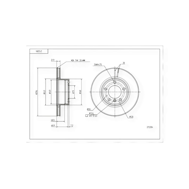 Диск тормозной BMW 5 (E39) передний (296x22mm) HART