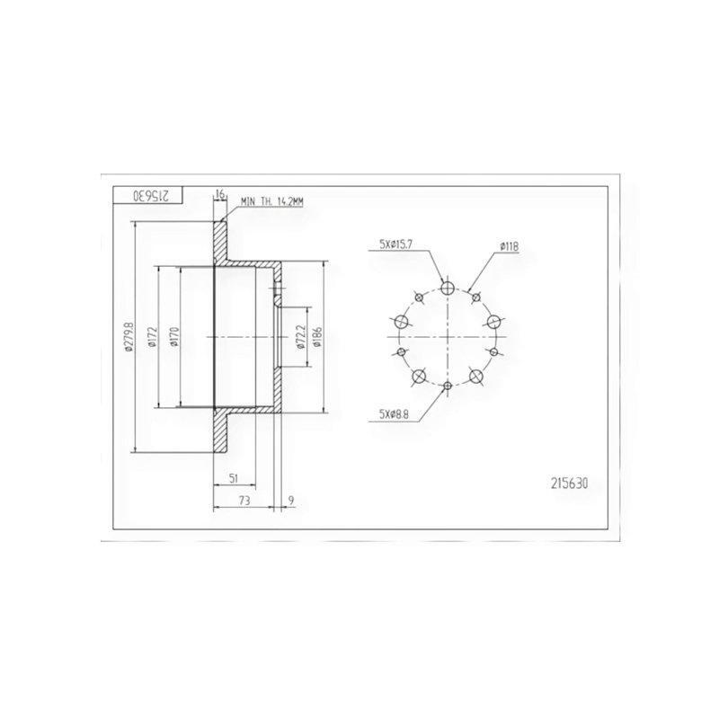 Диск тормозной Fiat Ducato (2002-) 1.0-1.4t задний (280mm16mm) HART