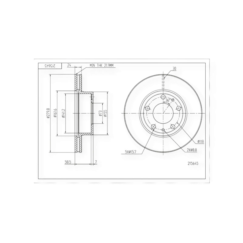 Диск тормозной Fiat Ducato, Peugeot Boxer (1994-2006) передний (280mmx24mm) HART