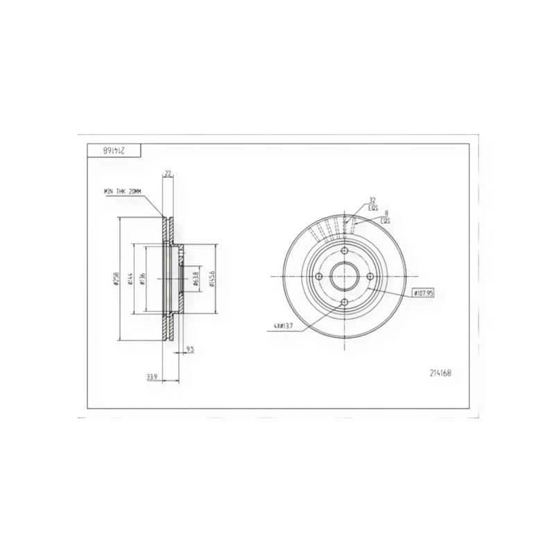 Диск тормозной Ford Fiesta V, Focus I передний (258mmx22mm) HART