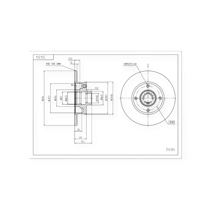 Диск тормозной Volkswagen Golf II-III, Passat B3, B4, Jetta задний (226x10mm) HART