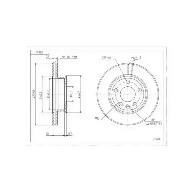Диск тормозной Volkswagen T4 (1990-2003) передний (280mmx24mm) HART