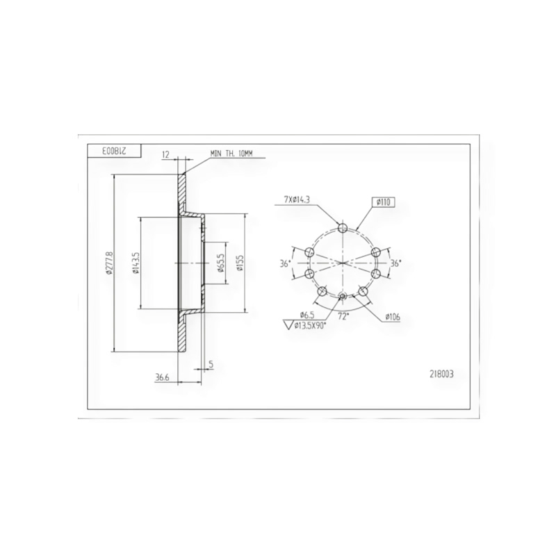 Диск тормозной Opel Vectra C задний (278mm12mm) HART