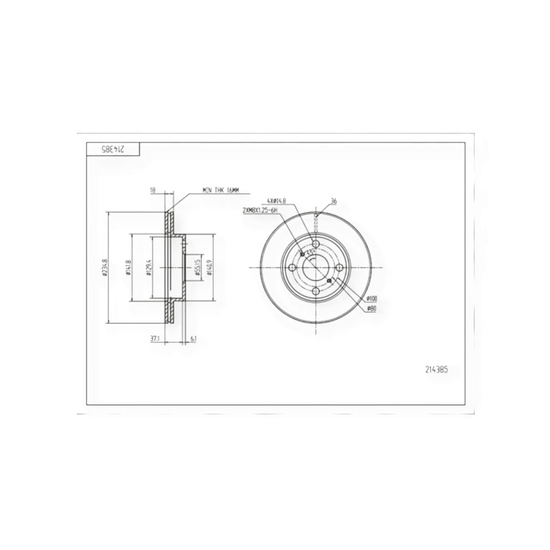 Диск тормозной Toyota Yaris (1999-) передний (d235x18mm) HART
