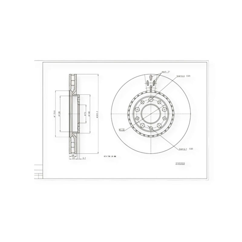 Диск тормозной Alfa Romeo 159 передний (d305x28mm) HART