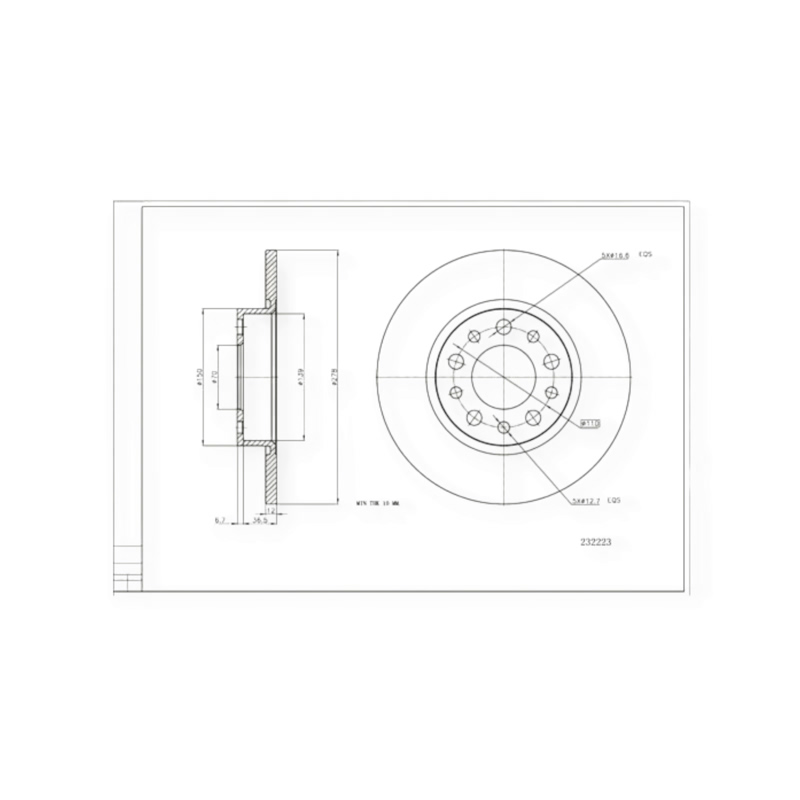 Диск тормозной Alfa Romeo 159 задний (d292x22mm) HART