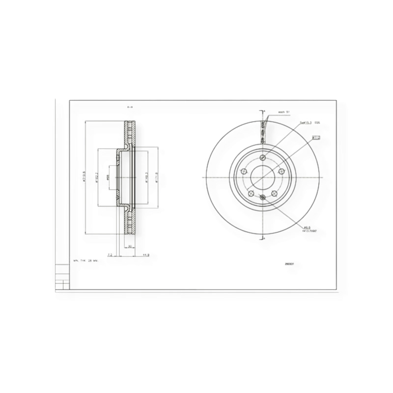Диск тормозной Audi A4 B8, A6 C7 (2007-) передний (d320x30mm) HART