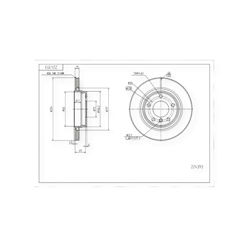 Диск тормозной BMW 3 (E46) задний (d294x19mm) HART