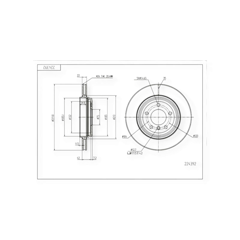 Диск тормозной BMW 3 (E46) задний (d320x21.8mm) HART
