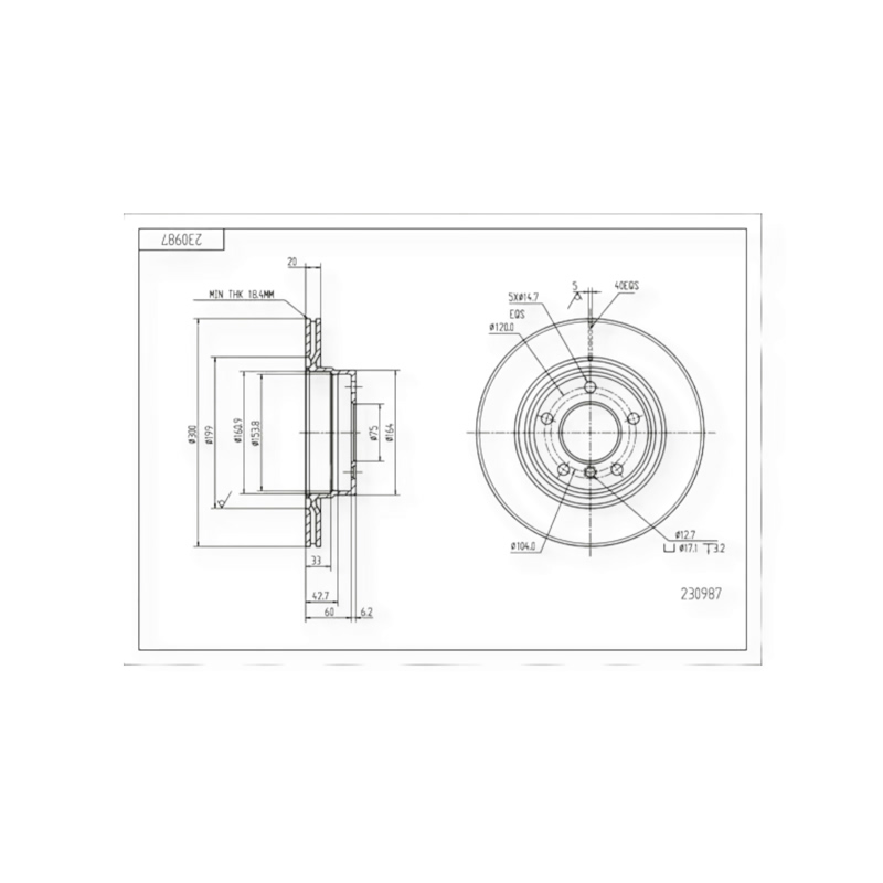 Диск тормозной BMW 3 (E90, F30) задний (d300x20mm) HART