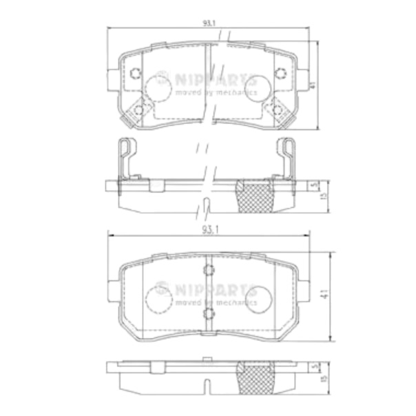 Колодки тормозные Hyundai Accent III, Tucson, IX35, Kia Ceed, Cerato, Rio II задние NIPPARTS